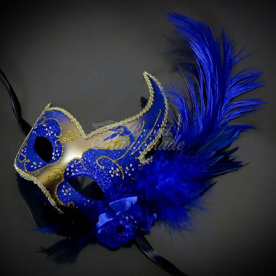 Cosplay Costume: Feather Masquerade Costume Silver Royal Blue