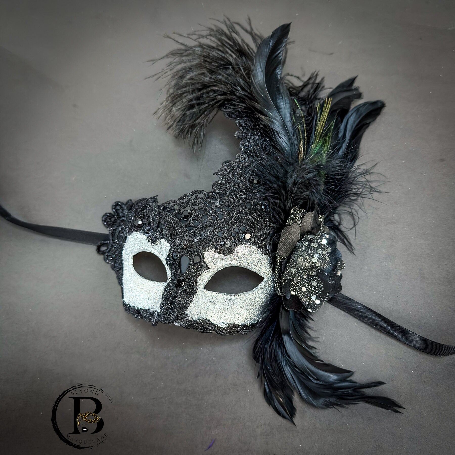 Black Feather Masquerade Masks, Masks Women, Large Feathers, Great