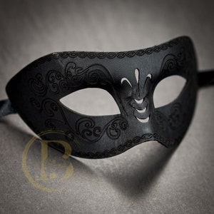 Men's Masquerade Ball Prom Costume Party PU Leather Eye Mask Black Mask ...