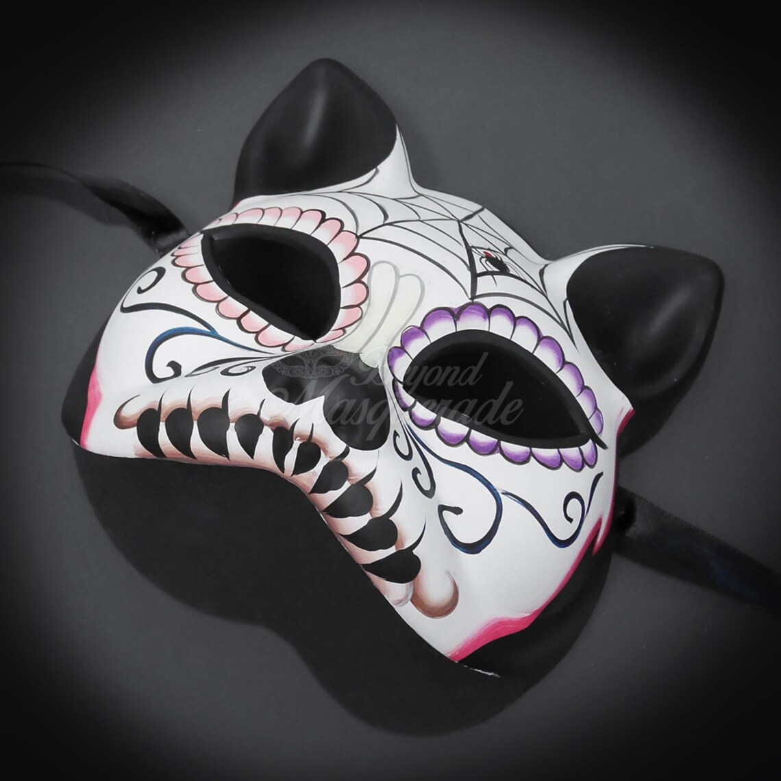 Day of the Dead Cat Mask Gato Muerto Cat Masquerade Mask Etsy