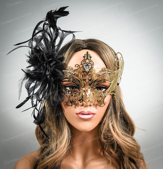 White Feather Masquerade Mask Wedding Brides Prom Party Mask by Beyond Masquerade