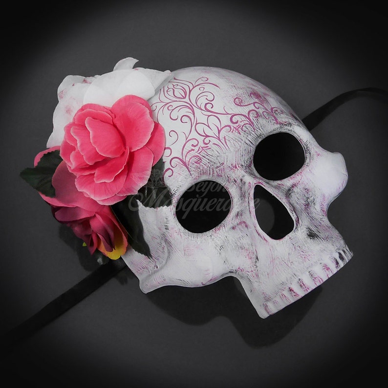 Day of the Dead Mask Sugar Skull Skeleton Masquerade Halloween Mask, Dia de los Muertos Mask, Masquerade Mask image 2