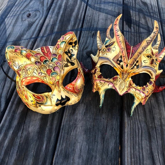 Halloween Cat Ears Masquerade Mask Couple's and Best - Etsy