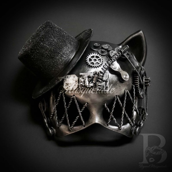 Masque de mascarade femme chat, masque de chat, Steampunk, masque de mascarade Steampunk, masque de mascarade, accessoires Steampunk