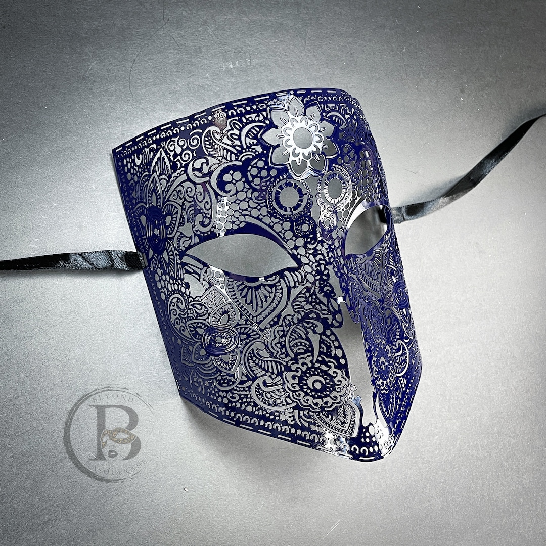 Navy Blue Men Masquerade Masks for Masquerade Ball Mask Metal Lace