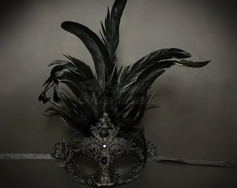BLACK Masquerade Mask, Mardi Gras Masquerade Mask, Jubilee Costume Mask, Great Gatsby Dress Mask, Las Vegas Bachelorette