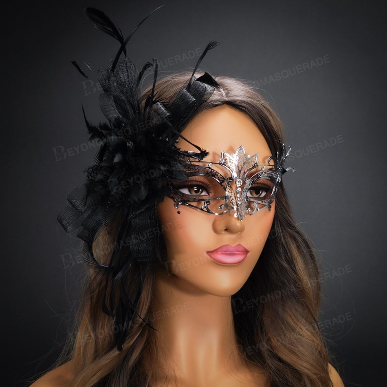 Silver Masquerade Mask Masquerade Ball Masks Feathers Luxury - Etsy