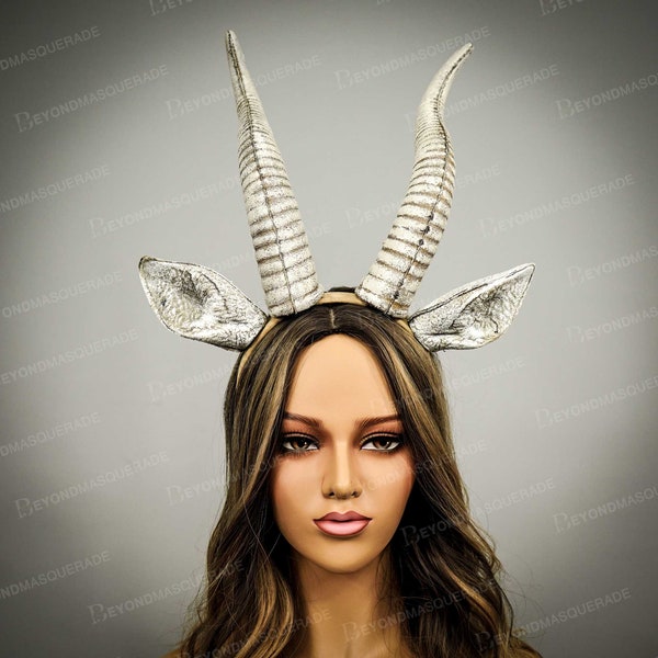 Krampus Yule Halloween Ram Horns Headband Headpiece Deer Antlers Headdress Whimsical Forest Fairy Head Piece Rams Magical Animal White