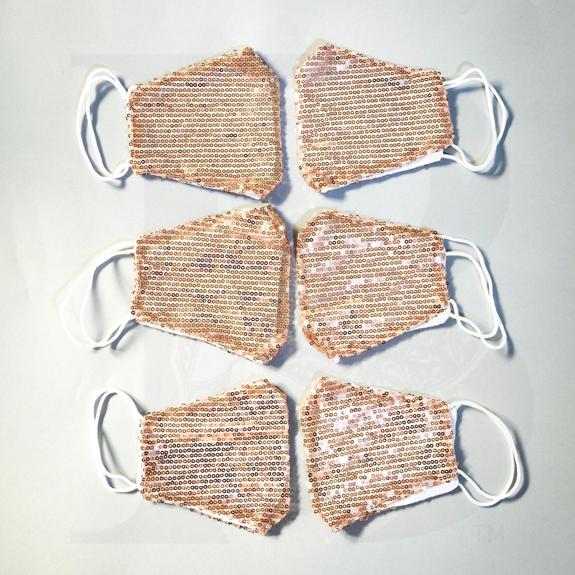 Rose Gold Face Masks Rose Gold Sequin Face Masks Bridal Face Etsy