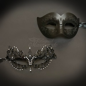 4everStore Couples Masquerade Mask, Black Masquerade Mask, Mens Masquerade Mask, Masquerade Masks Women