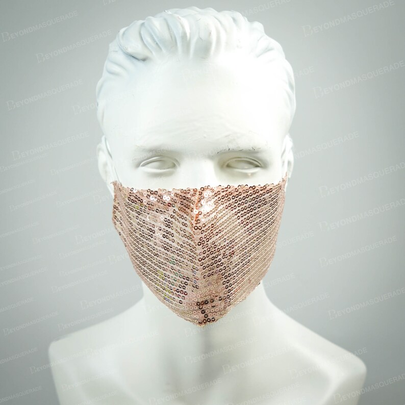 Rose Gold Face Masks Rose Gold Sequin Face Masks Bridal Face Etsy