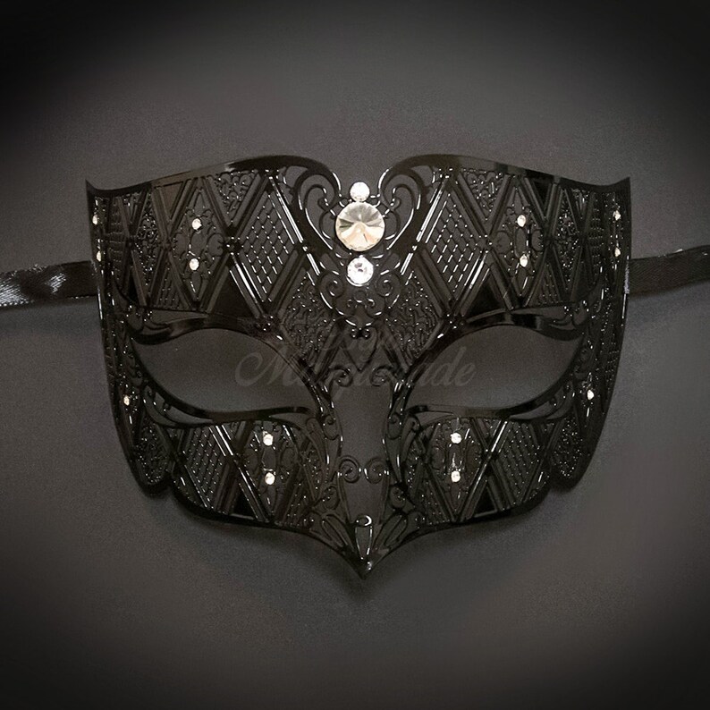 Mens Masquerade Mask Black Masquerade Mask Masquerade Ball Etsy