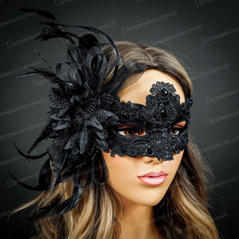 Lace Mask Black Lace Masquerade Mask Mask With Exquisite Etsy