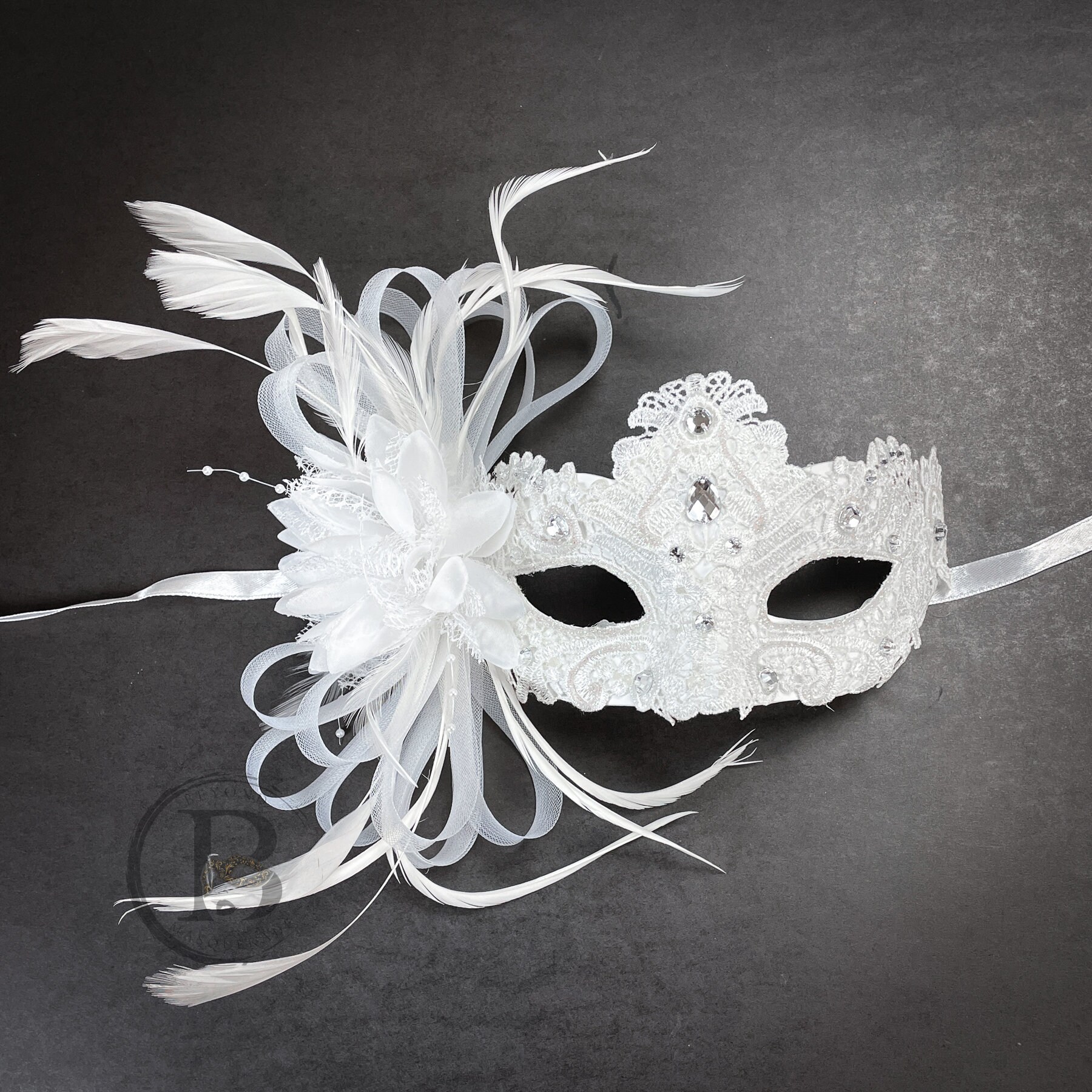White Feather Masquerade Mask White Masquerade Masks Bridal Etsy