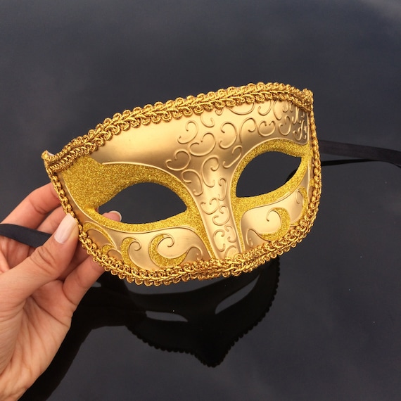 RXBC2011 Máscara griega romana de media cara para baile de carnaval hombres oro 
