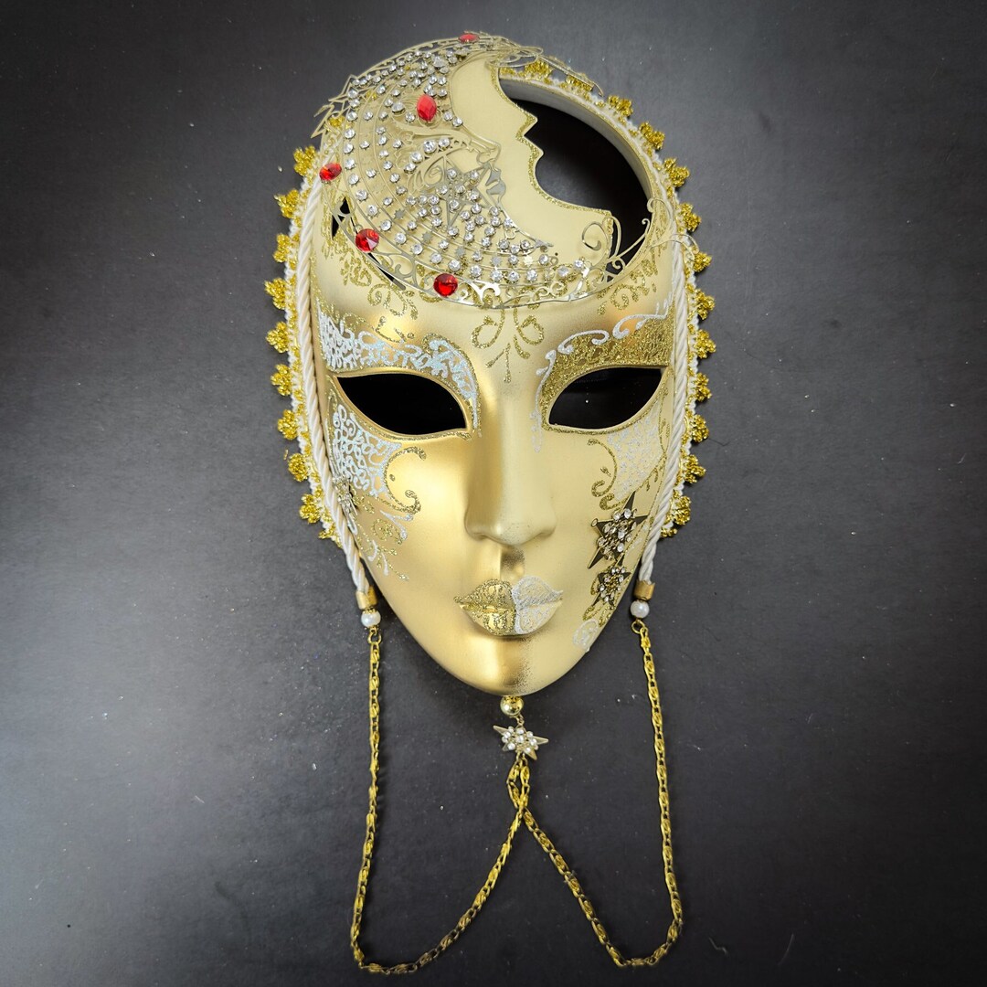 Moon Masquerade Mask, Ivory Gold Masquerade Mask, Wall Decor