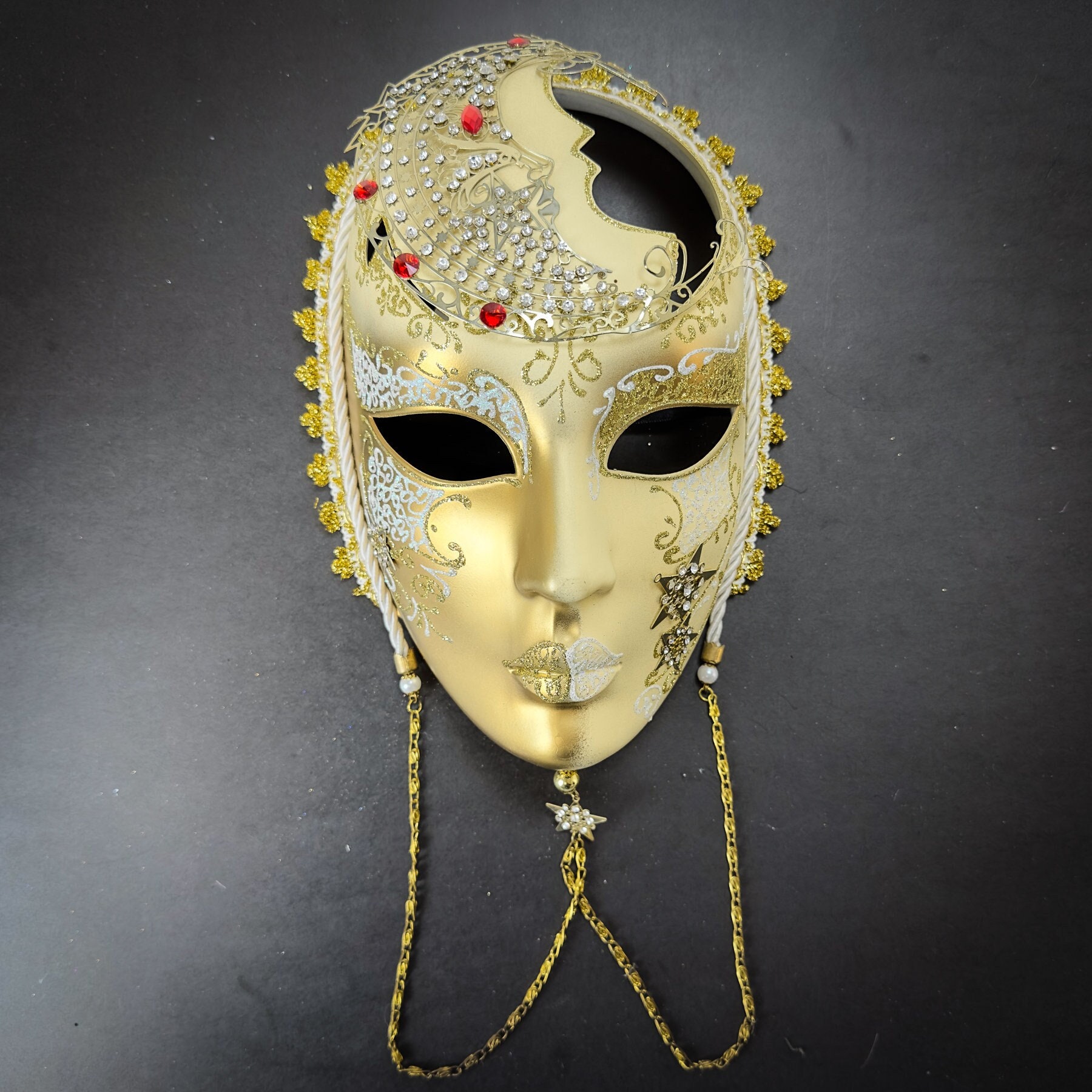 Venetian Decorative Full Face Mask Black Gold Metallic Glitter