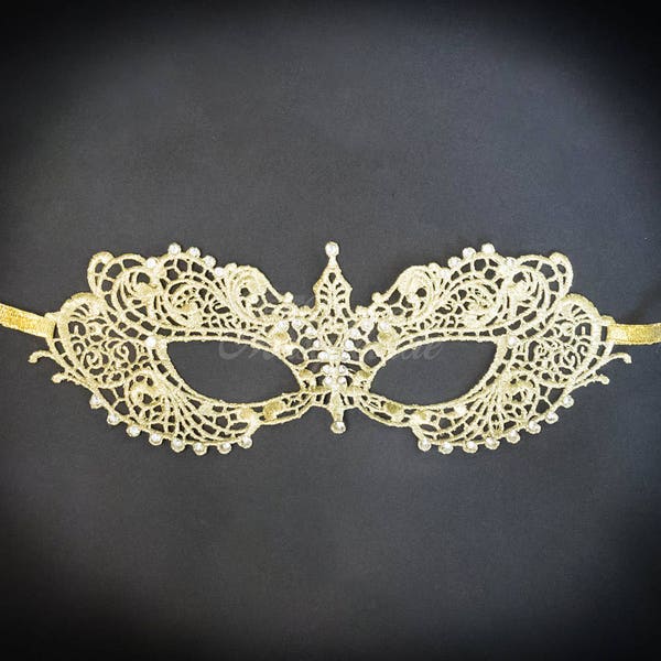 Gold Lace Mask, RHINESTONES, lace mask, shades of Gold, lace masquerade mask, Gold Lace Mask, lace mask w/ Rhinestones