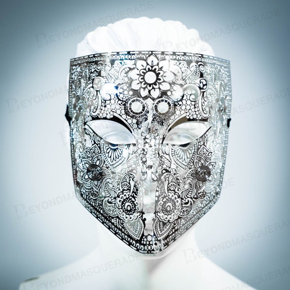 Máscaras de disfraces Hombres Mujeres Máscara facial de metal Máscara de  bola de mascarada plateada Máscaras faciales venecianas Disfraz de Halloween  Máscara de cosplay PLATA -  España