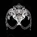 Exquisite Silver Venetian Laser Cut Masquerade Mask w/ Diamond Inspired Rhinestones & Chains, Masquerade Ball Mask 