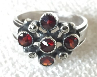 Sterling Red Garnet Ring