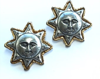 JJ Celestial Shooting Stars with Clear Rhinestones Pewter Post Earrings Vintage NEW on Artifacts Card HTF