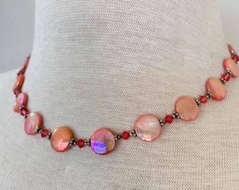 Pink mother of pearl necklace