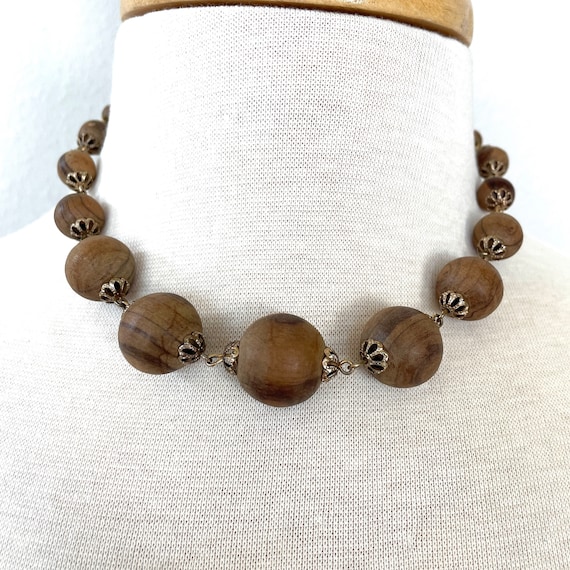 Wooden bead necklace