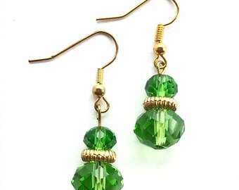 Vintage green glass earrings