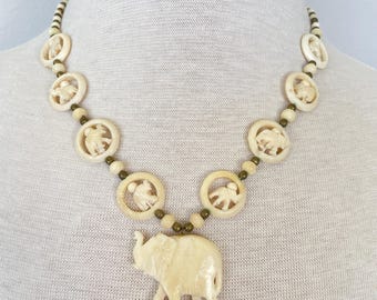 Bone Elephant Necklace