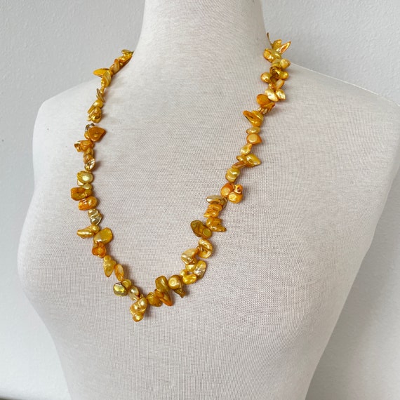 Gold Baroque pearl necklace