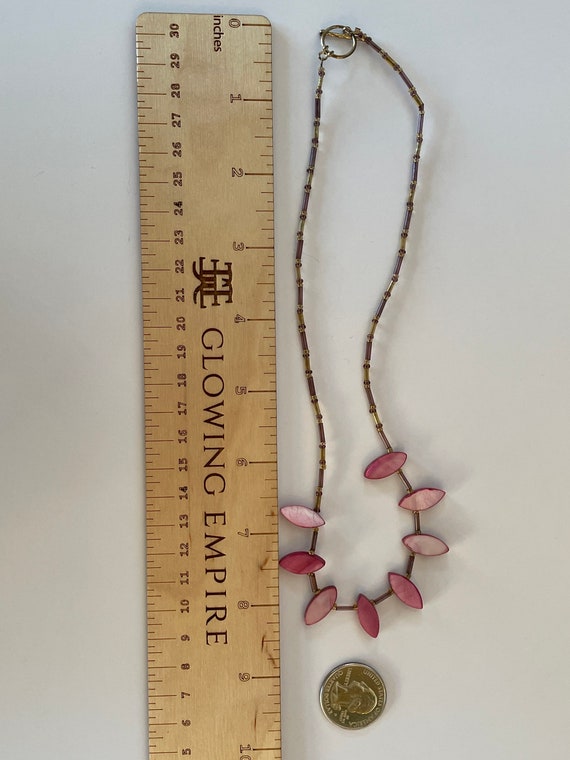 Pink Mother of pearl petal necklace - image 9