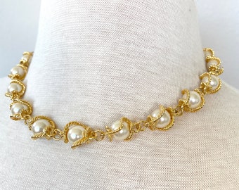 Gold Faux Pearl Necklace