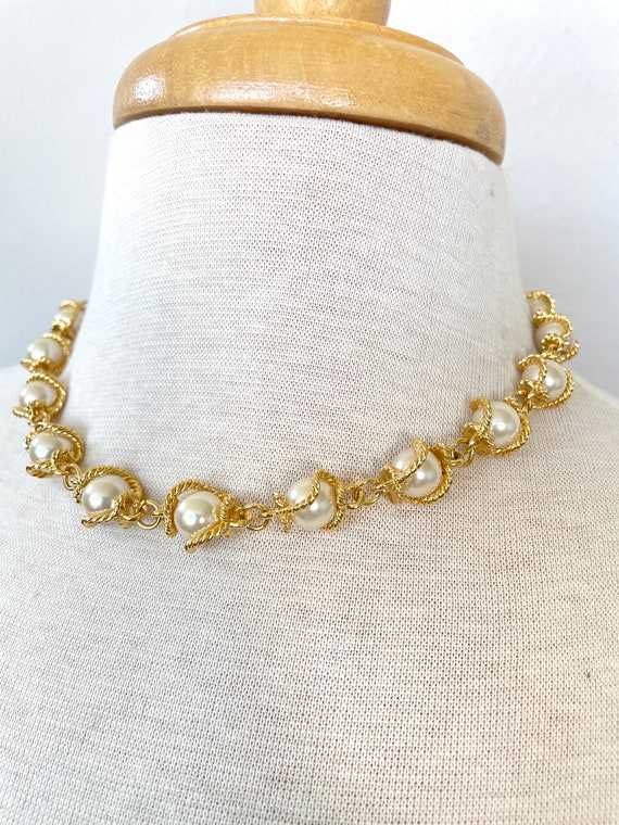 Gold Faux Pearl Necklace