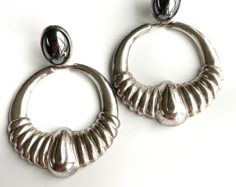 Vintage Sterling Silver Hematite Earrings