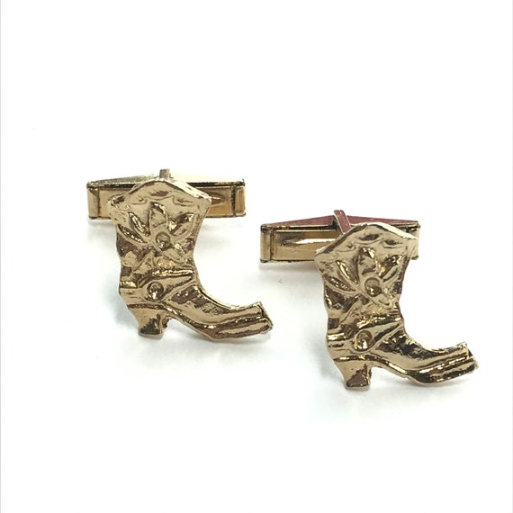 Gold CowBoy Boots Cufflinks - image 7