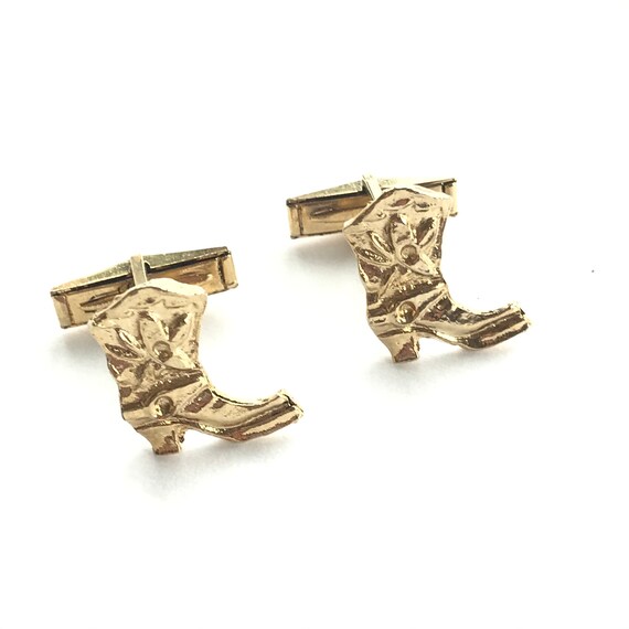 Gold CowBoy Boots Cufflinks - image 6