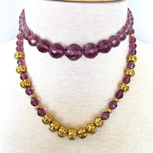 Unique Purple Glass Bead Necklace