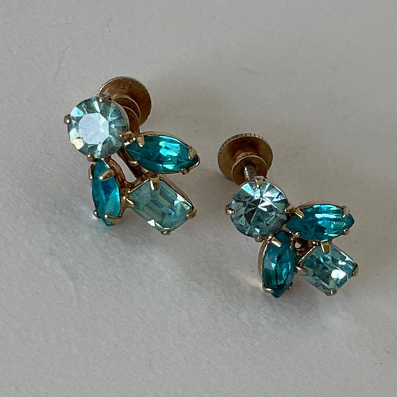 Coro Blue Rhinestone earrings