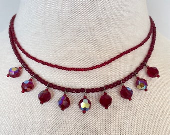 Sterling red bead necklace
