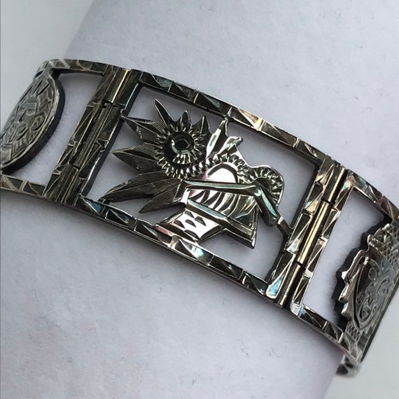 Vintage Sterling Sun God Warriors bracelet - image 9