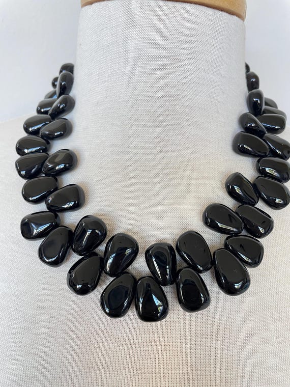 Black Stone Statement Necklace - Etsy