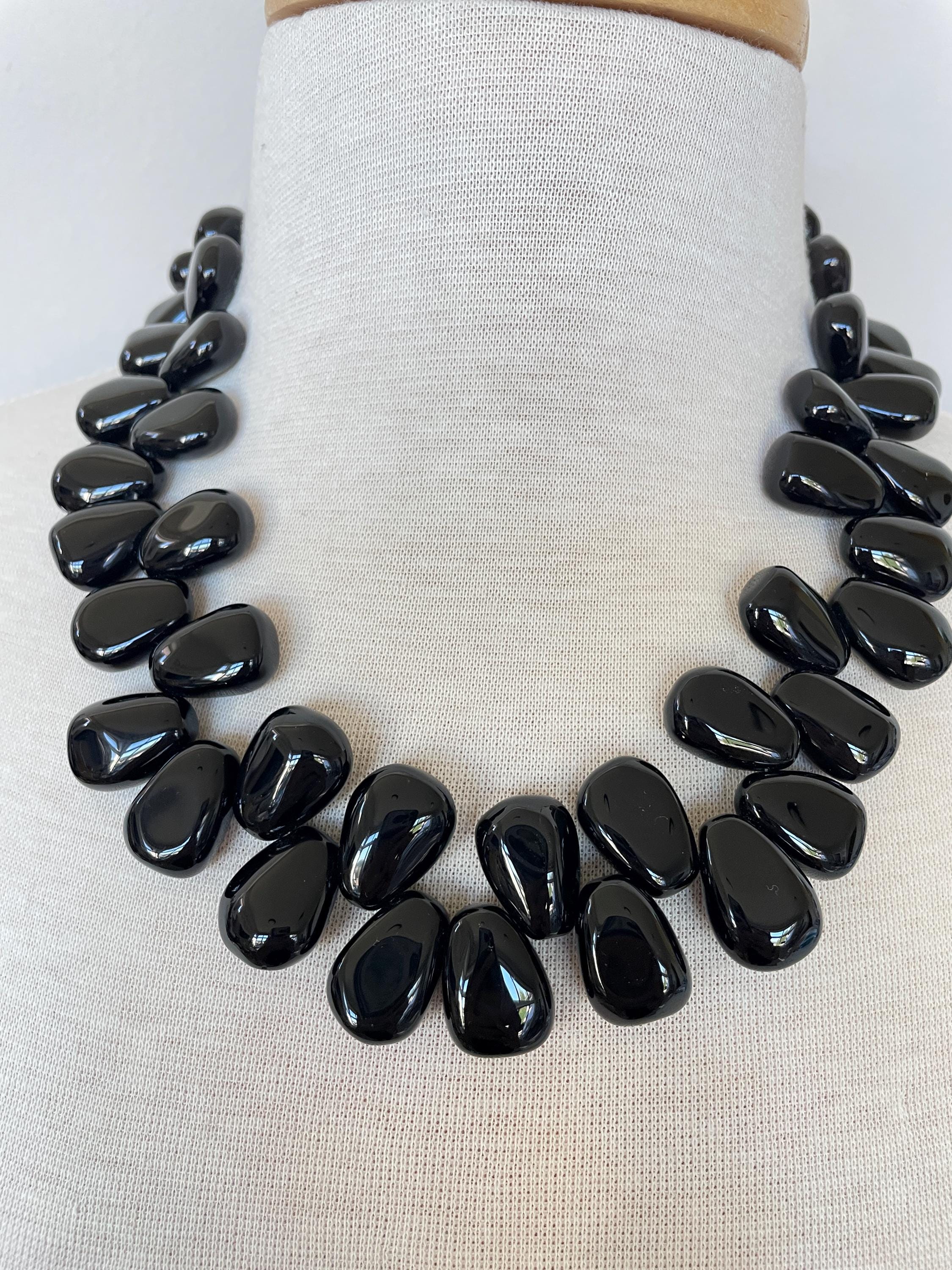 Black Stone Statement Necklace - Etsy