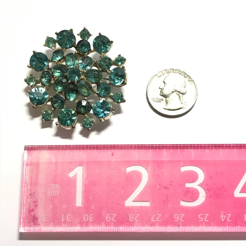 Vintage Aquamarine Rhinestone brooch