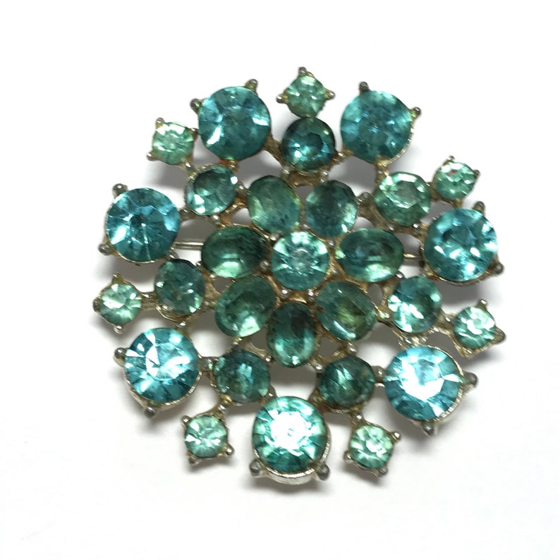 Vintage Aquamarine Rhinestone brooch