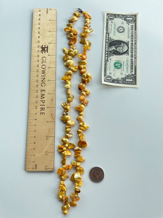 Baroque Pearl Details Dripping Necklace Gold
