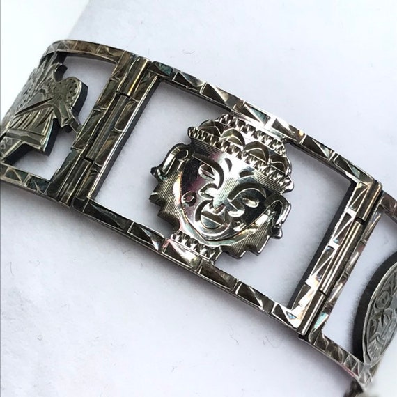 Vintage Sterling Sun God Warriors bracelet - image 1