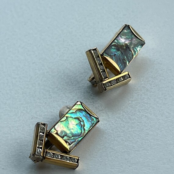 Orecchini Clip On Rotondi In Lucite E Abalone Effetto Conchiglia - Tonalità Oro