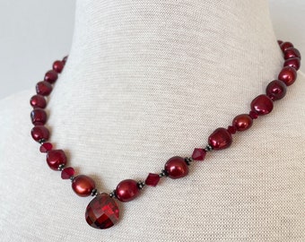 Red Baroque pearl necklace