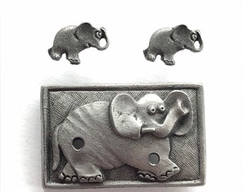 Set met broche en oorbellen olifant